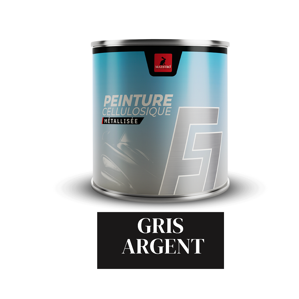 PEINTURE CELLULOSIQUE F7 METALISE 1KG GRIS ARGENT